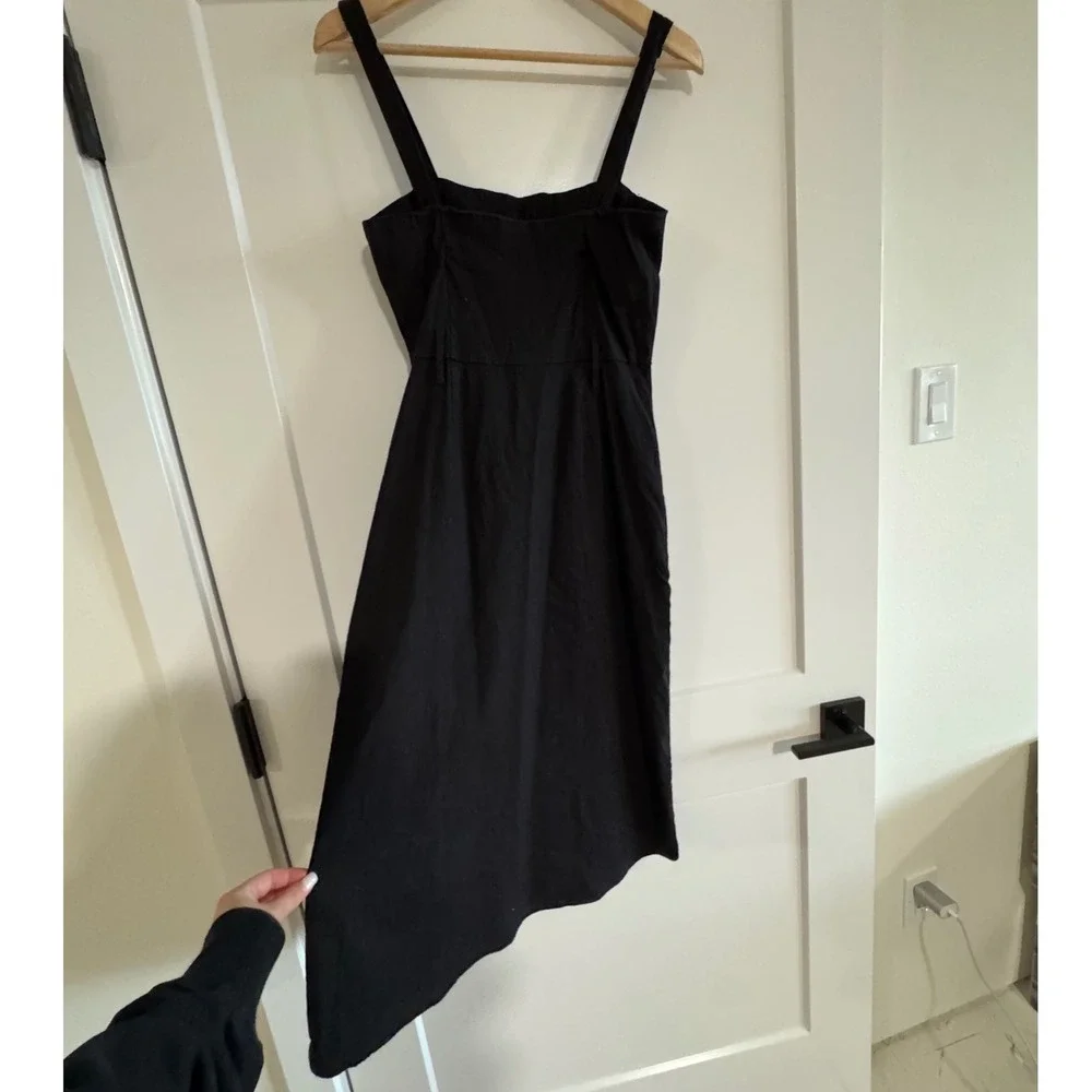 FOREVER 21 Black Linen Blend Button Down Midi Dress EUC - Picture 5 of 7